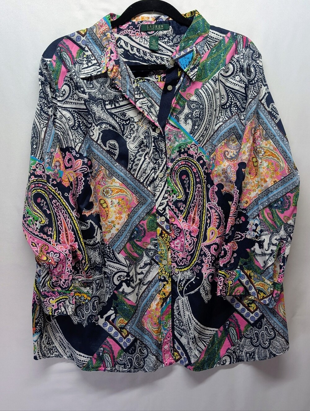Lauren Ralph Lauren Multicolor Paisley Button-Up Shirt - Navy/Pink